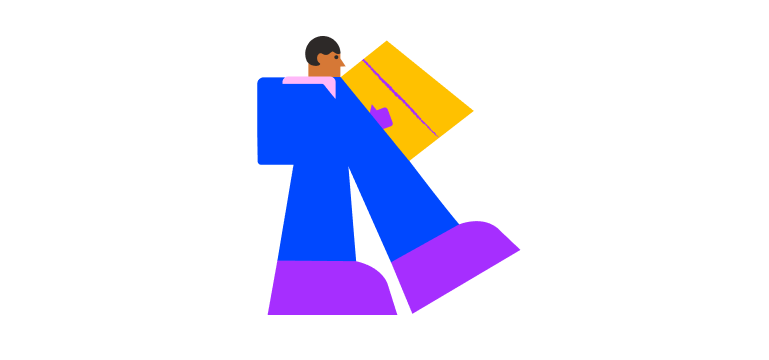 cheap Mumbai delivery - blue icon drawn man walking - borzo