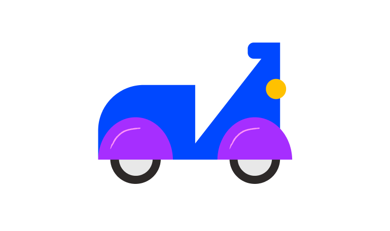 motorbike courier home delivery service Court - two-wheeler illustration - borzo