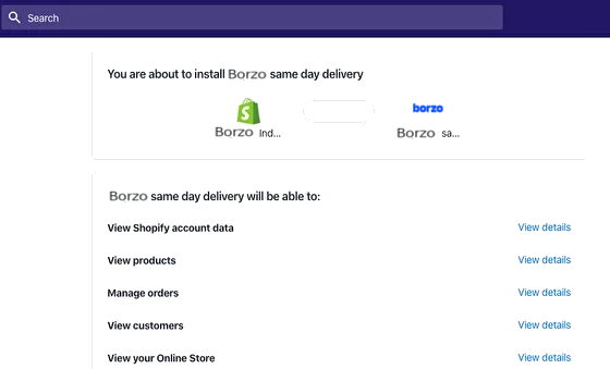 Borzo app for Shopify - authorization wizard - borzo delivery India