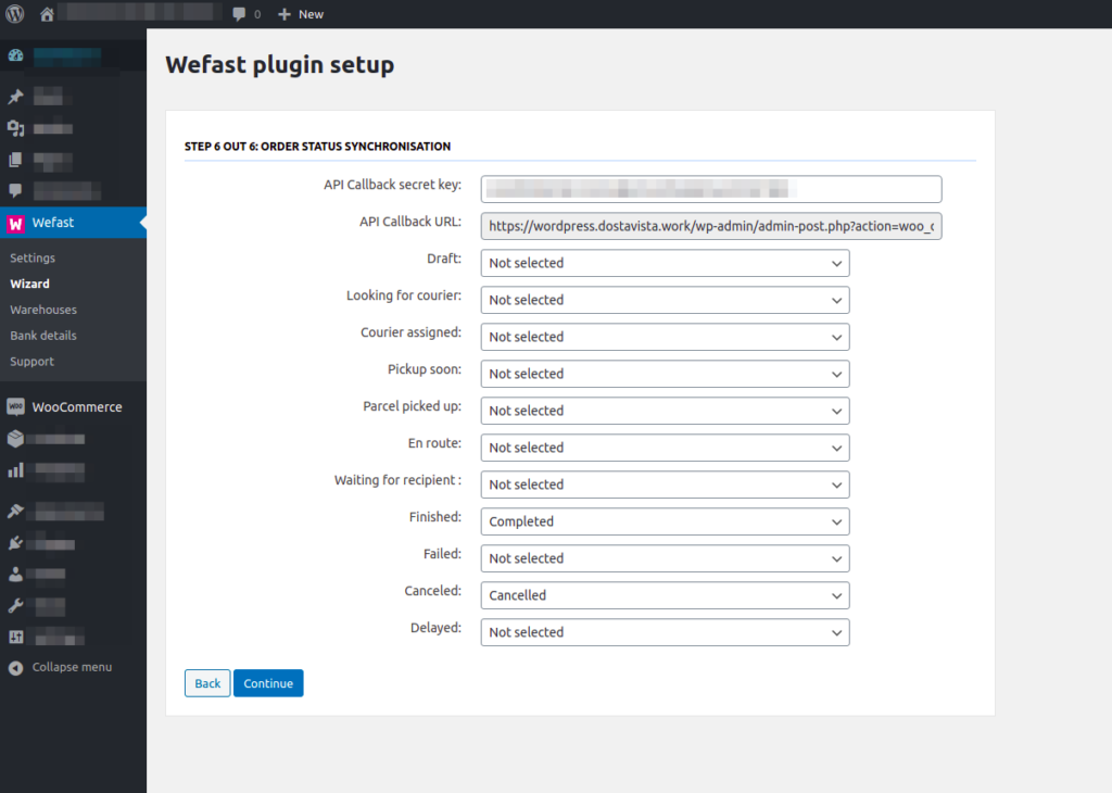 Borzo plugin WordPress installation instruction - wefast plugin setup screenshot - borzo delivery India