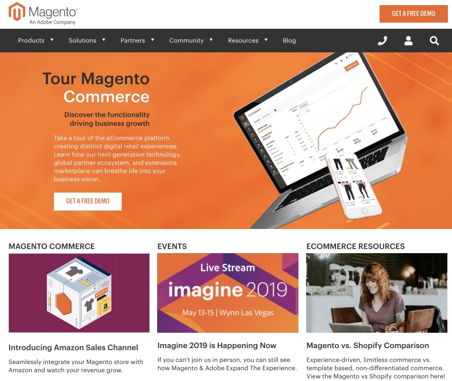 best cms for website comparison review - Magento official website - borzo delivery