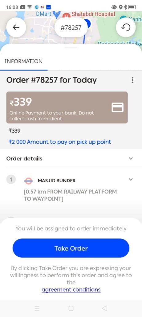 how borzo pay couriers - order information in app - borzo delivery