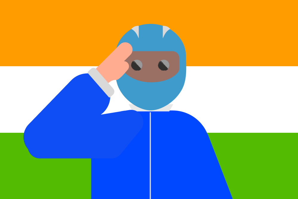 India's Republic day impact on business - Indian flag as a background a man salutes - borzo delivery
