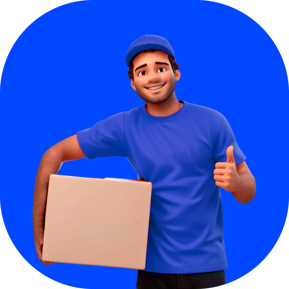 Khar delivery - courier holding a box thumbs up - Borzo India