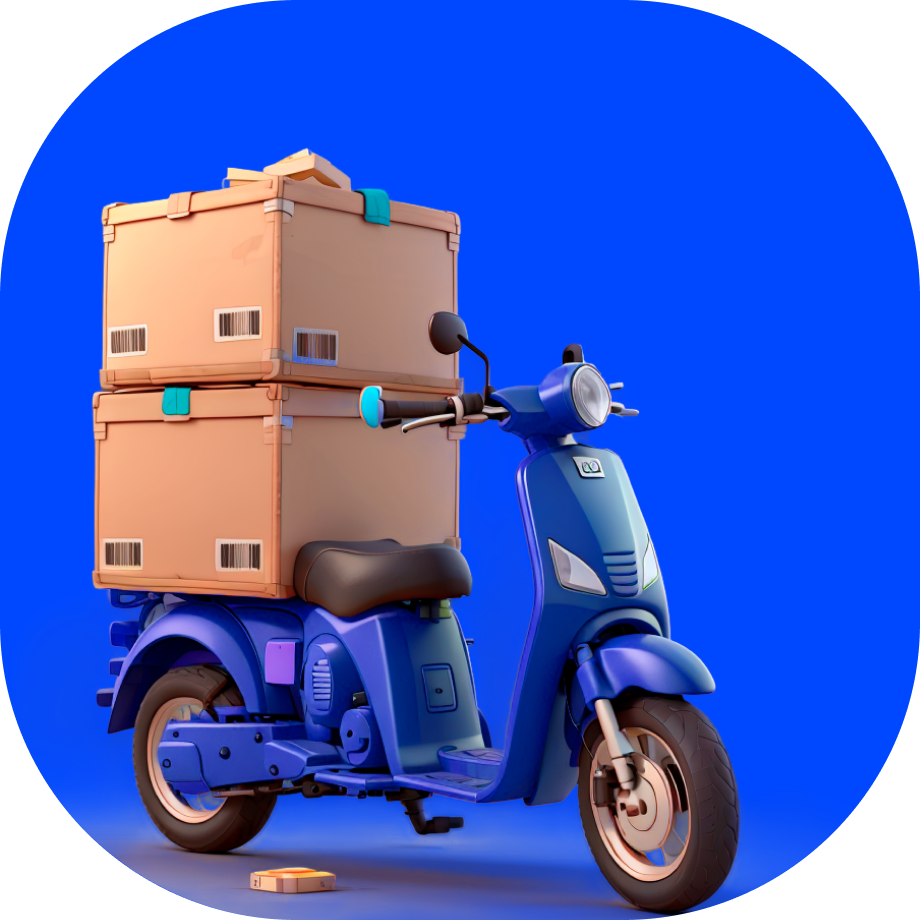 blue motorcycle with boxes for delivery - book delivery online - Borzo Zirakpur