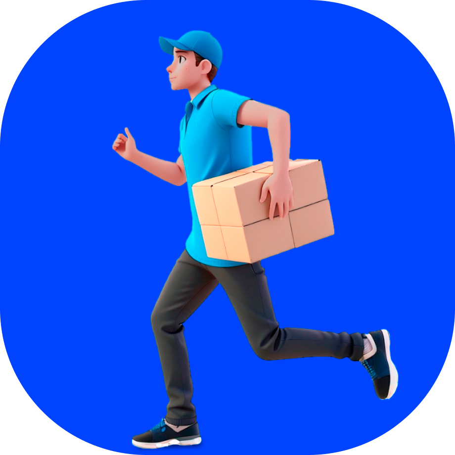 Mori Gate courier delivery - man running with a box png - Borzo India