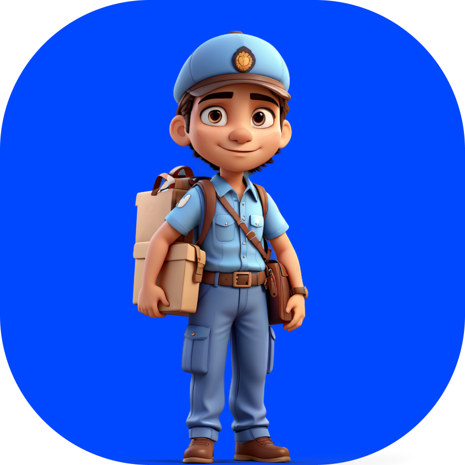Mylapore trusted courier service - courier man in a cartoon style - Borzo in India