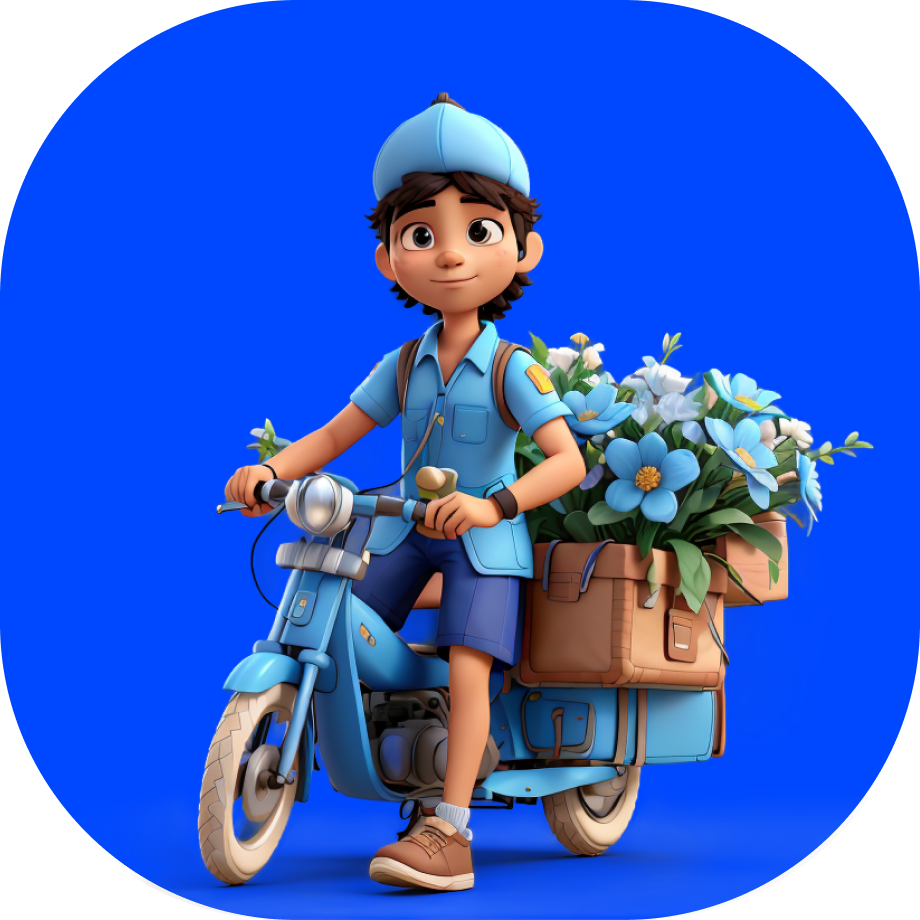 Padi home delivery service - rider courier delivering flowers - Borzo in India