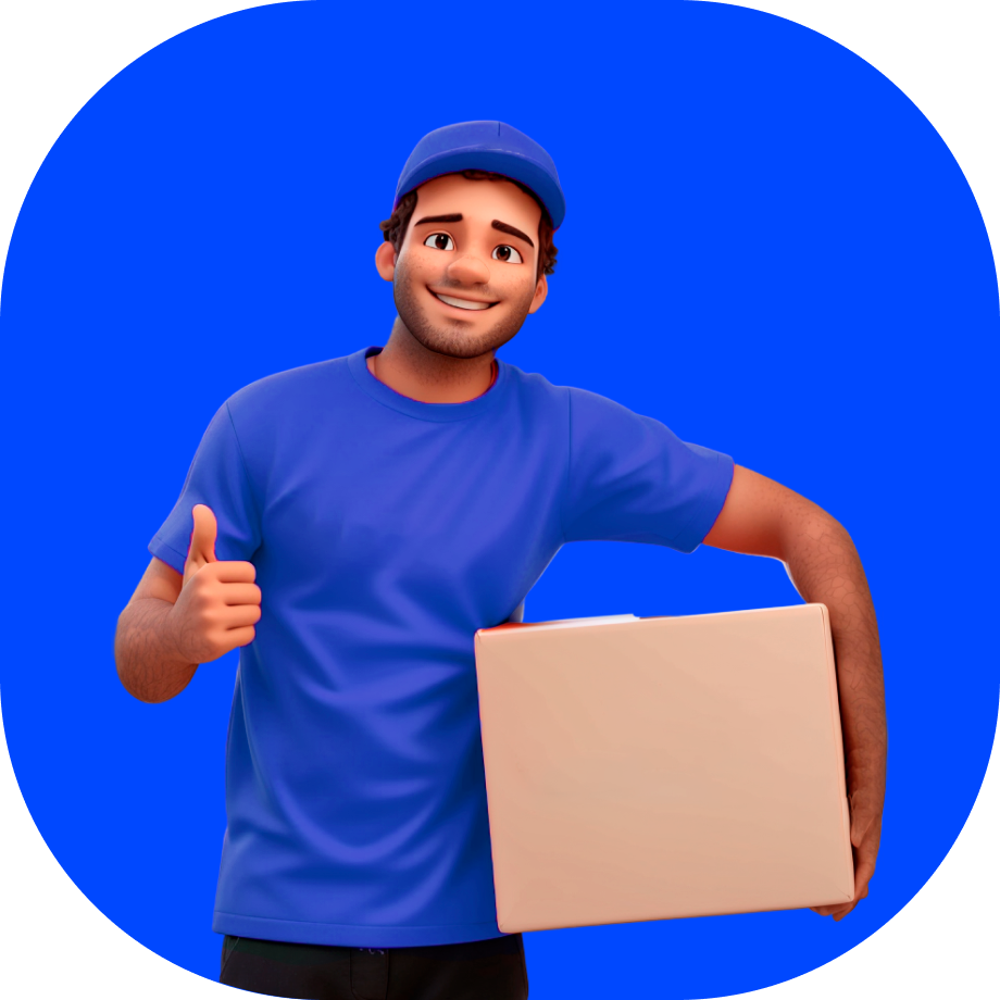 Punjab delivery - courier holding a box thumbs up - Borzo India