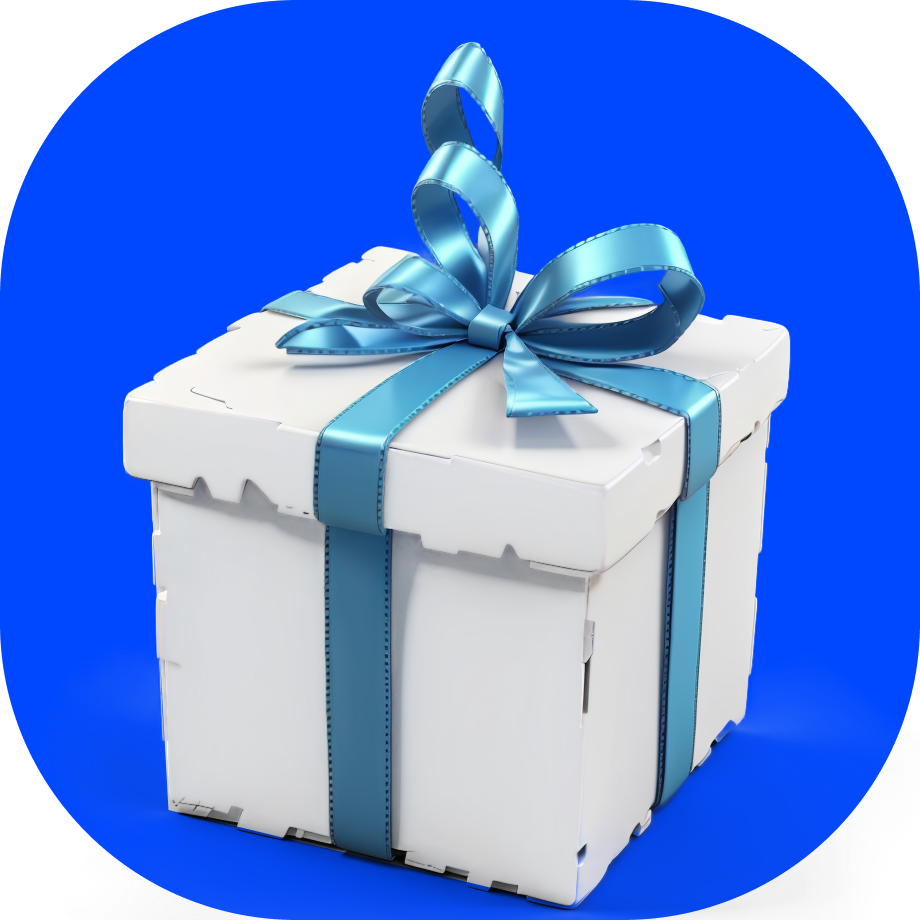 Gift Delivery India - beautiful white gift box with a blue bow - Borzo Delivery
