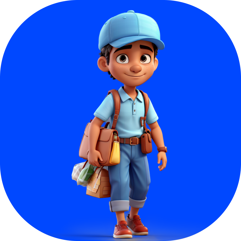 Cash on delivery Mumbai - courier in blue clothes carries bags illustration - Borzo India