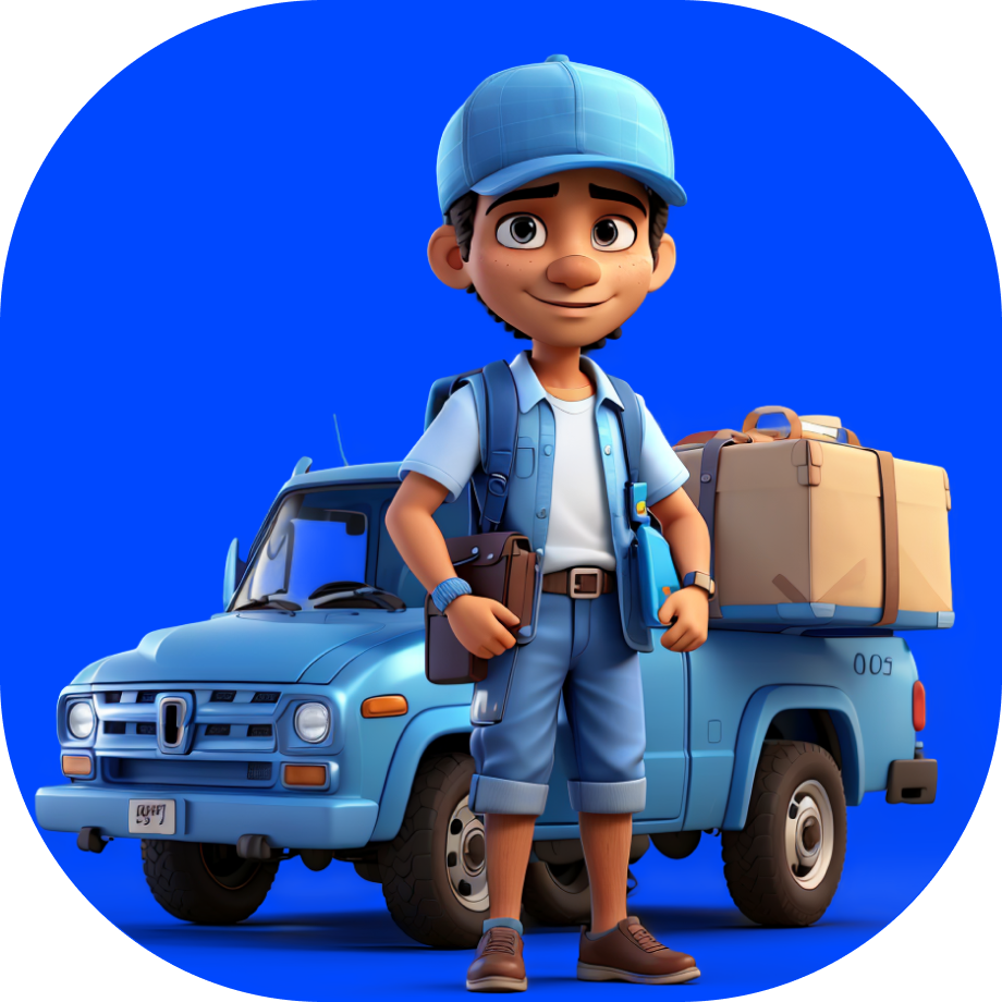 Delivery Courier in Surat - courier with a car and a box - Borzo India