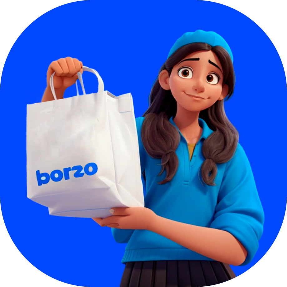 Ukai delivery - courier girl holding a paper bag - Borzo India