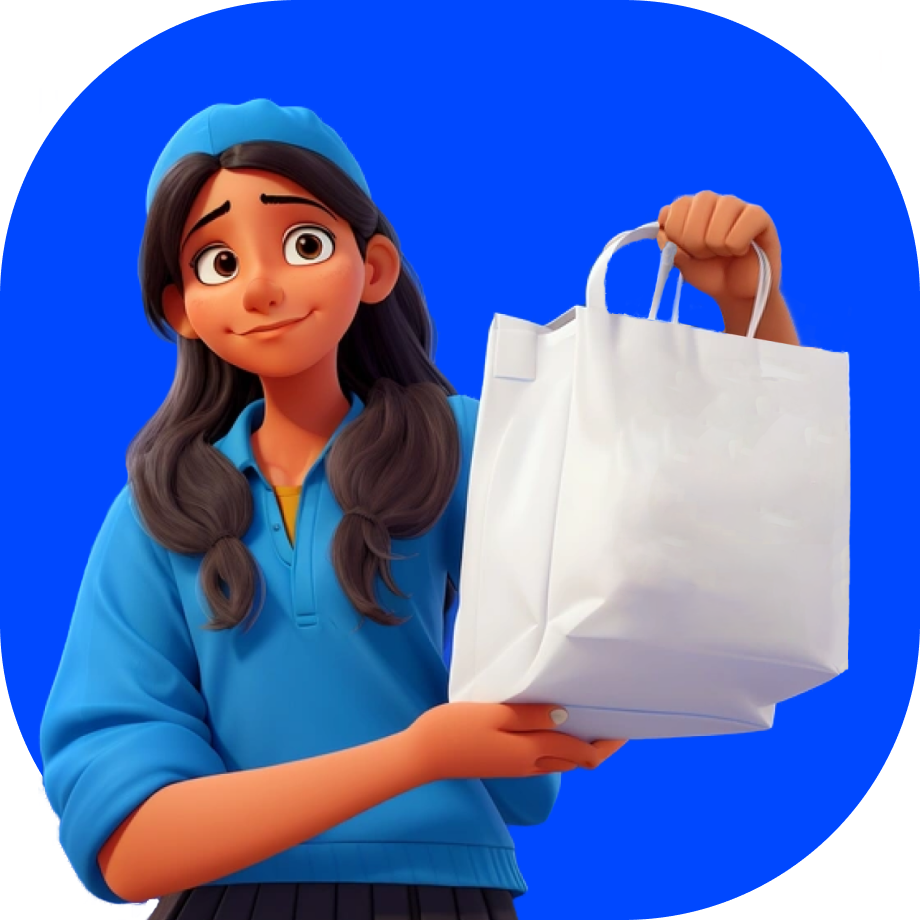 Galaxy delivery - courier girl holding a paper bag - Borzo India