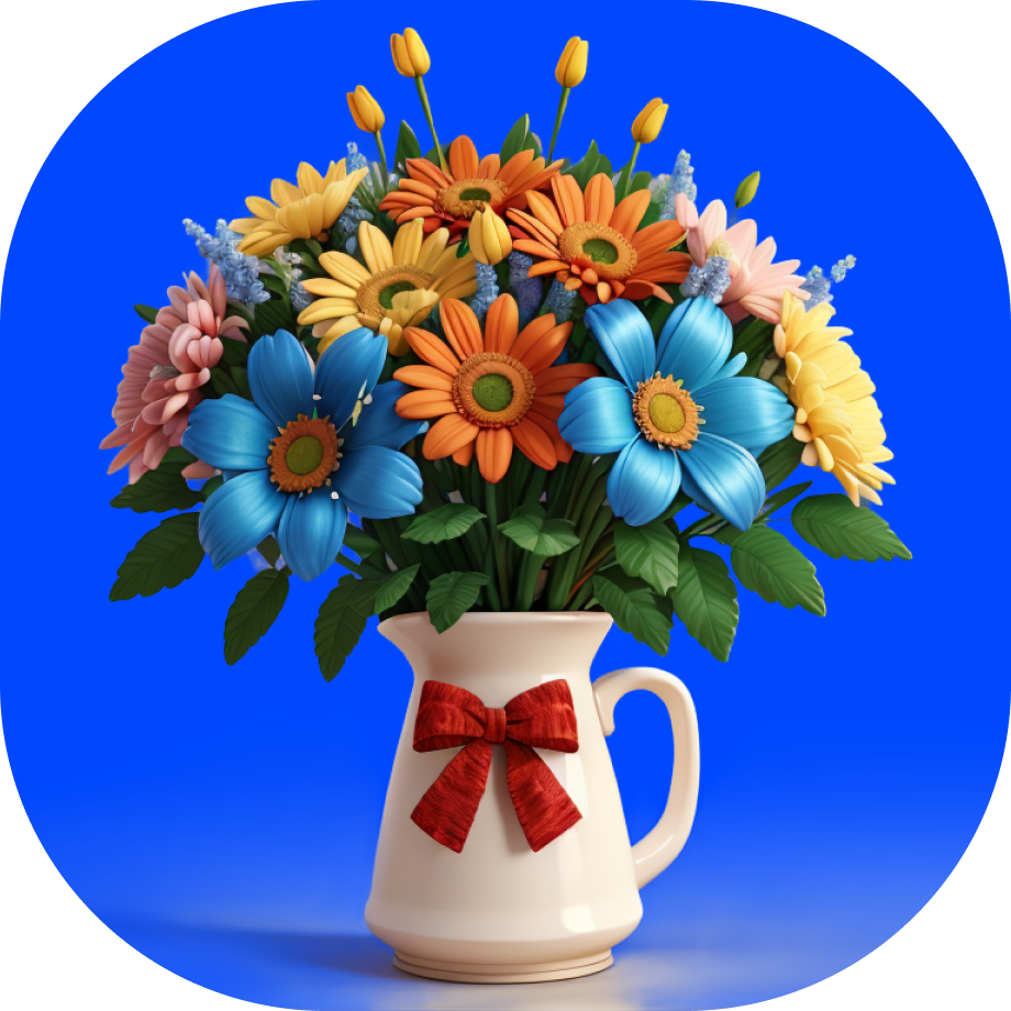 flower delivery in India - colourful bouquet of flowers cartoon style 3d - Borzo