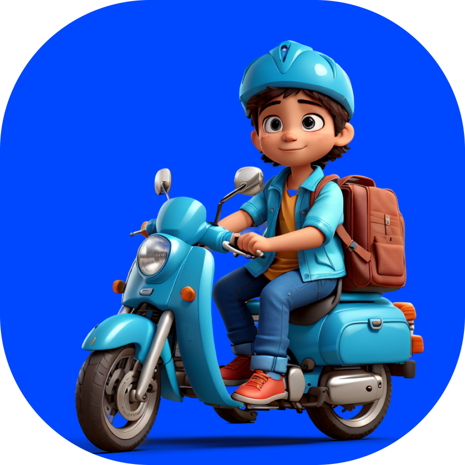 Fastest Bike Courier Deliveries in India - bike courier in blue clothes cartoon style 3d - Borzo