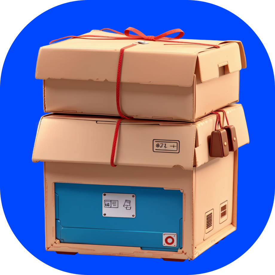 Fastest Express Courier Service in India - boxes on blue background cartoon style - Borzo ex-WeFast