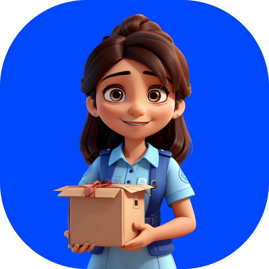 Courier Service in Vasai West - Indian girl courier in blue clothes holding a parcel - Borzo India