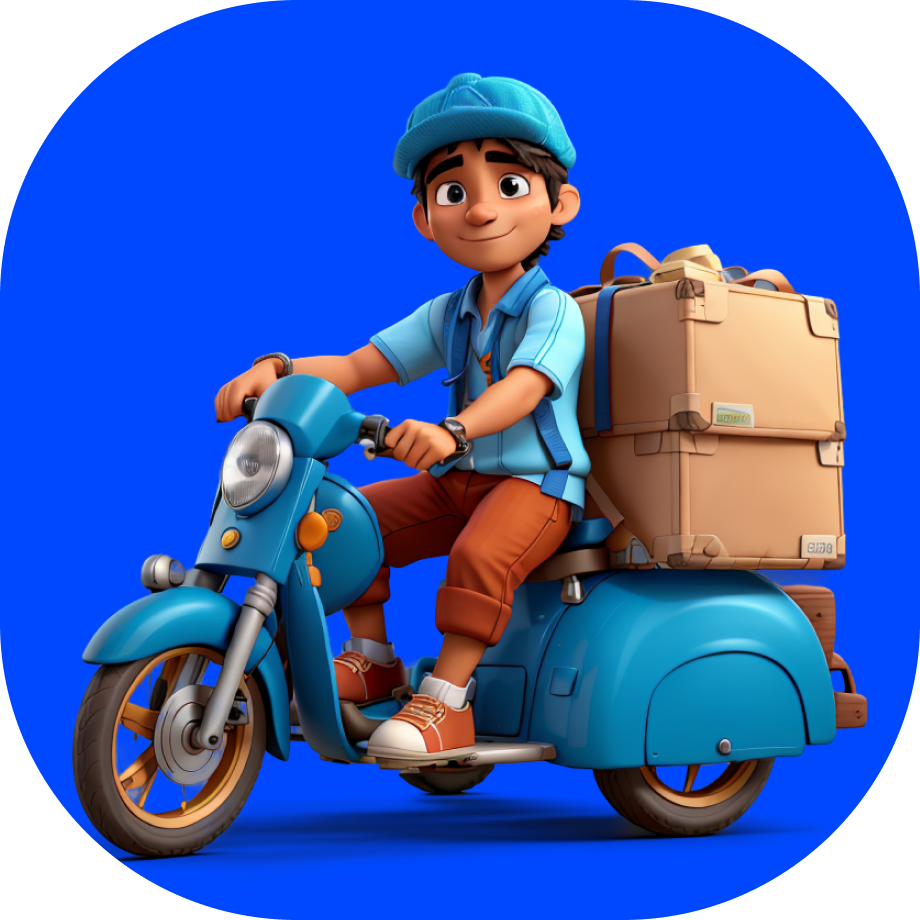 Gurgaon’s Premier Courier Delivery Service - Indian rider courier delivering boxes cartoon style - Borzo India
