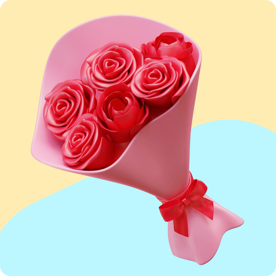 Illustration of a flower bouquet representing fast flower delivery in Delhi