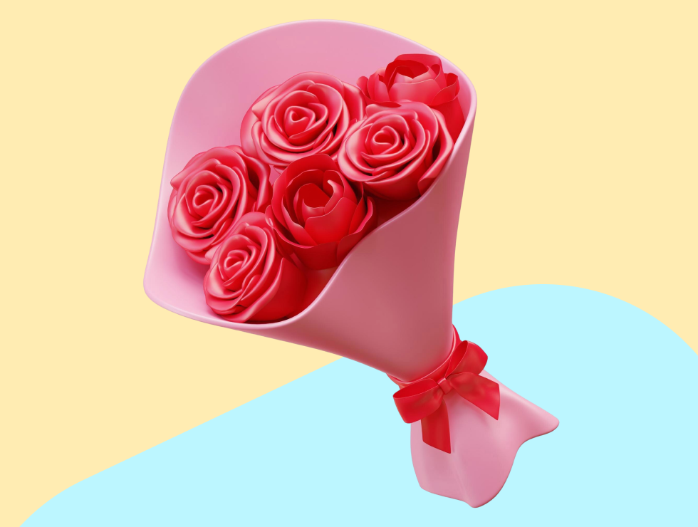 Illustration of a flower bouquet representing fast flower delivery in Delhi - mobile