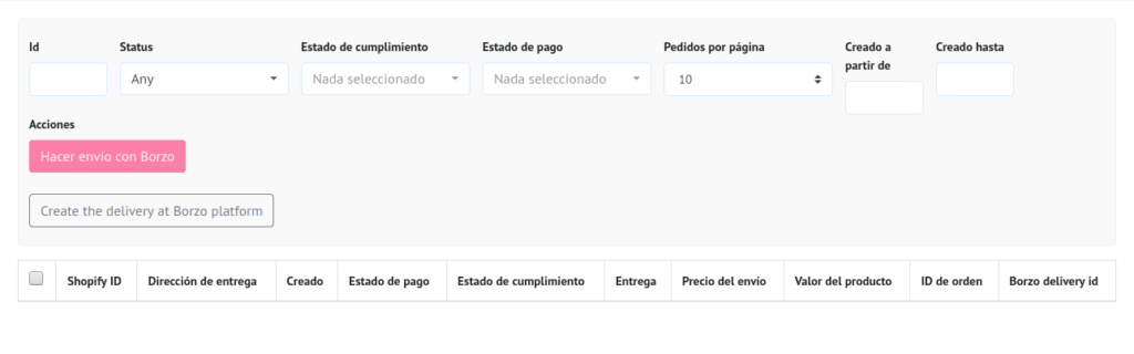 generación de pedidos-captura de pantalla-ayuda-borzo aplicación