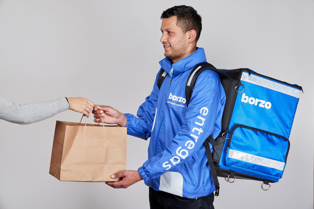 Basic tips for choosing a courier service - courier hands over a parcel in a bag - borzo delivery
